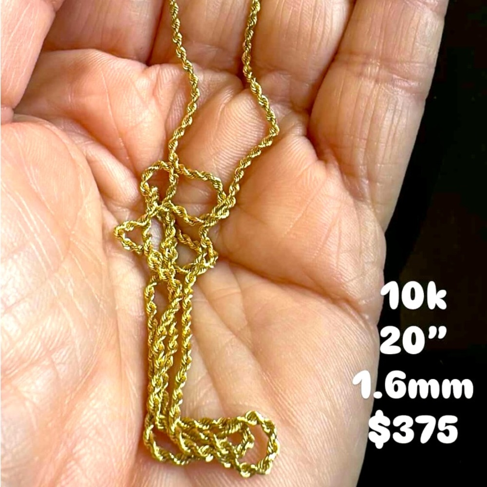 Elegant Gold Rope Chain Necklace 10k